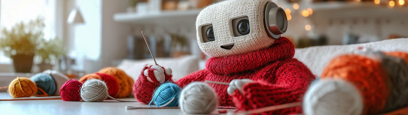Zwei Roboter als Symbol für Webdesign und technische Zusammenarbeit