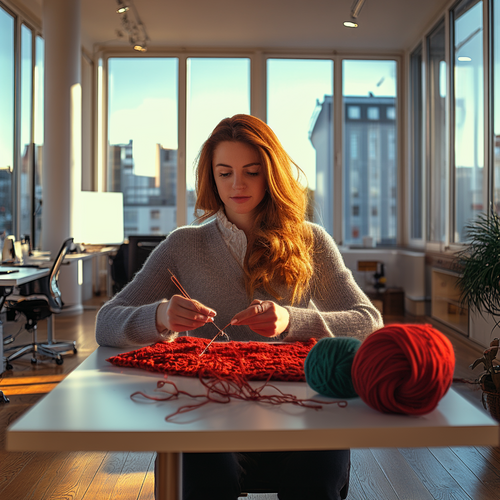 Frau beim Stricken als Illustration für individuelles Webdesign